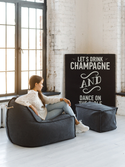 Кресло Манхеттен Графит с Пуфом