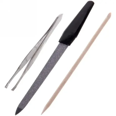 Маникюрный набор на блистере, 3 предмета «Ultramarine - Ваши ручки» (пинцет, пилка металлическая и палочка апельсиновая), 20*7 см