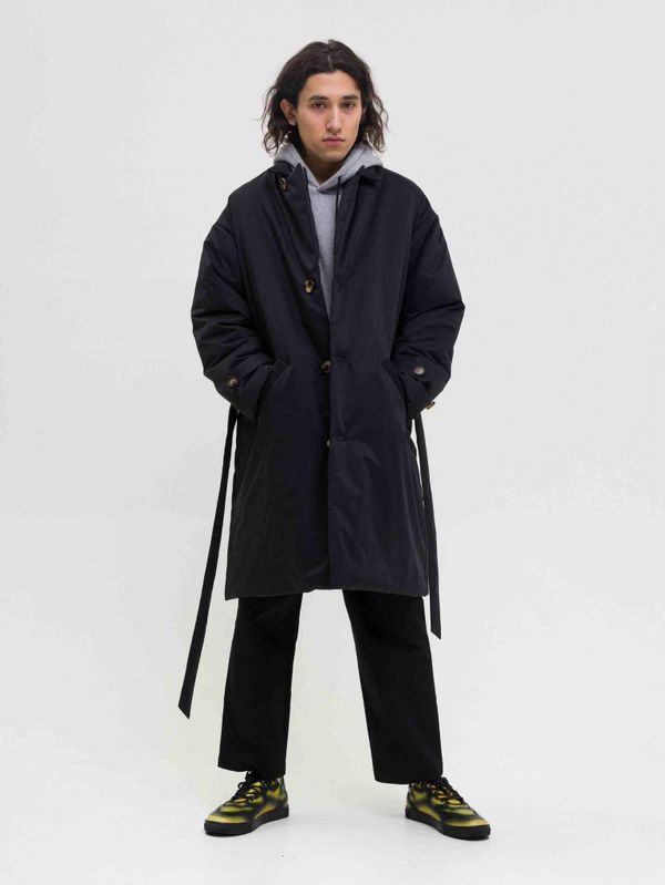 Плащ Утепленный Средней длины Мужской Черный - фото 7