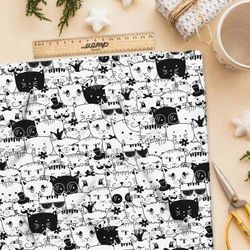 Ткань бифлекс толпа креативных кошек