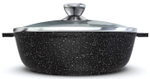 Жаровня алюминиевая антипригарная 2,5 л АП NEVA GRANITE, со стеклянной крышкой, высота стенки 75 мм