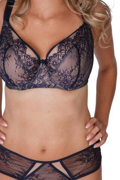 Темно-синие гипюровые трусики-слипы (Размер: 40) (Цвет: темно-синий)