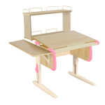 Растущая парта Дэми СУТ 24 с задней двухъярусной полкой СУТ.14.250 и боковой полкой СУТ.24.230 (1020×880 мм)