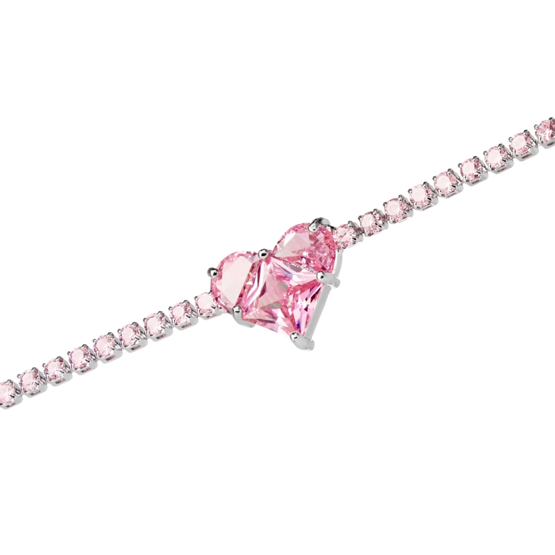 Браслет Замороженное Розовое Сердце – Серебро