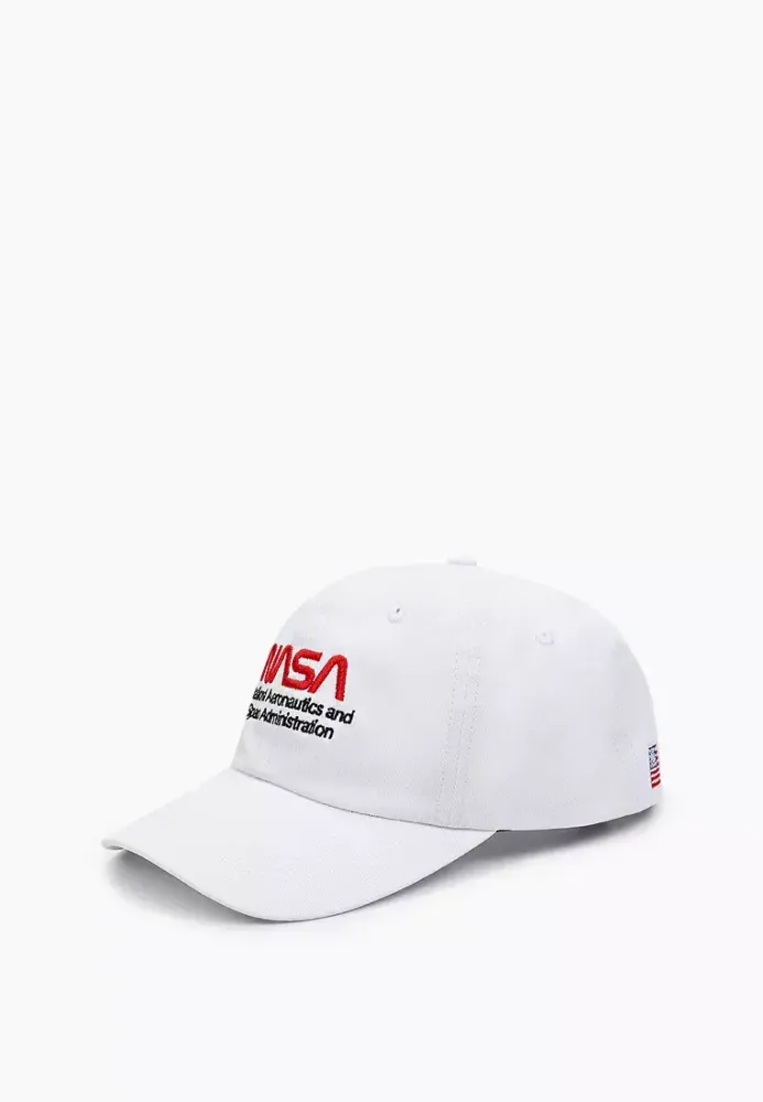 Бейсболка Alpha Industries Nasa Worm Logo Cap White