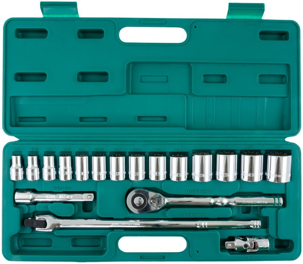 S05H4219S Набор головок торцевых дюймовых 1/2"DR, SAE 3/8"--1-1/4", 19 предметов