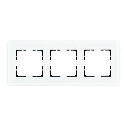 Стеклянная матовая закругленная рамка 3 пост , цвет белый