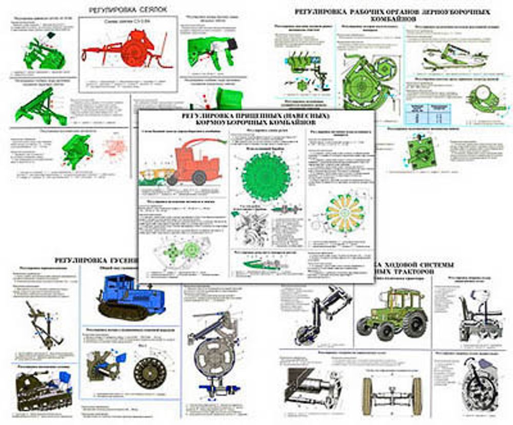 Плакаты ПРОФТЕХ &quot;Рем. и регулир. тракт., сеялок, комбайн., плуг., культиват.&quot; (17 пл, винил, 70х100)