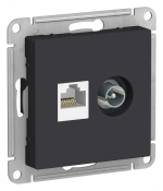 ATLASDESIGN РОЗЕТКА двойная ТВ + компьютерная RJ45 кат. 5e, механизм, КАРБОН