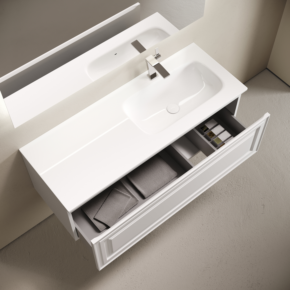 Тумба подвесная SANCOS Very  правая 1195х445х406, c одним  ящиком оснащенным доводчиками, Bianco , арт.VR120RW