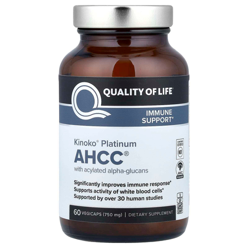 Quality of Life, Kinoko® Platinum AHCC®, 750 мг, 60 растительных капсул