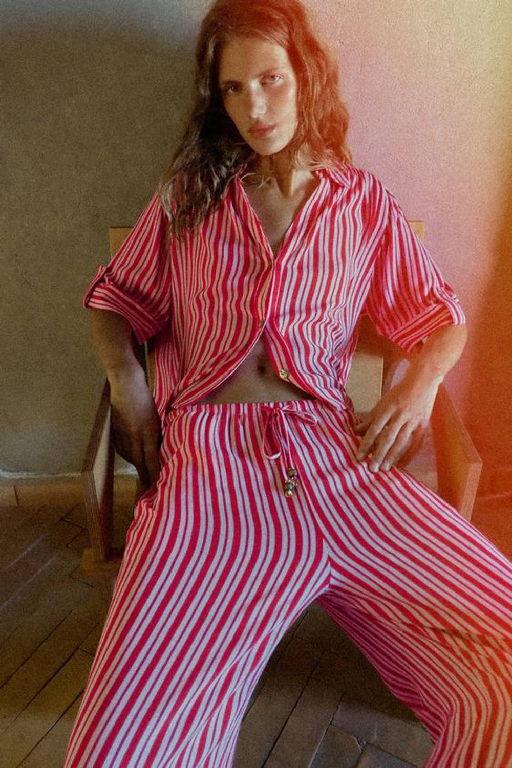 ZARA ШИРОКИЕ БРЮКИ В ПОЛОСКУ, РАЗНОЦВЕТНЫЙ