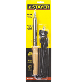 STAYER MAXTerm, 100 Вт, клин, электропаяльник с деревянной рукояткой (55310-100)