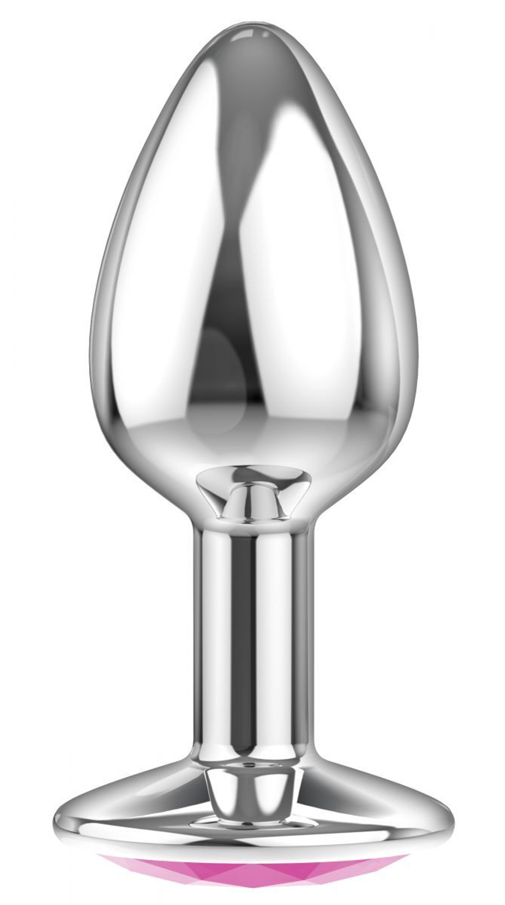 Серебристая анальная пробка Diamond Pink Sparkle Small с розовым кристаллом - 7 см.