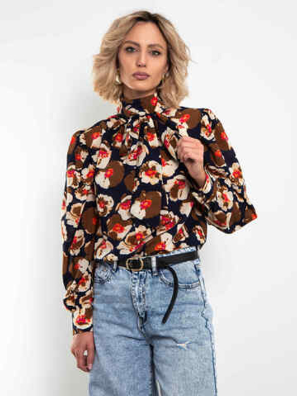 Блуза Кашне (синий/охра)