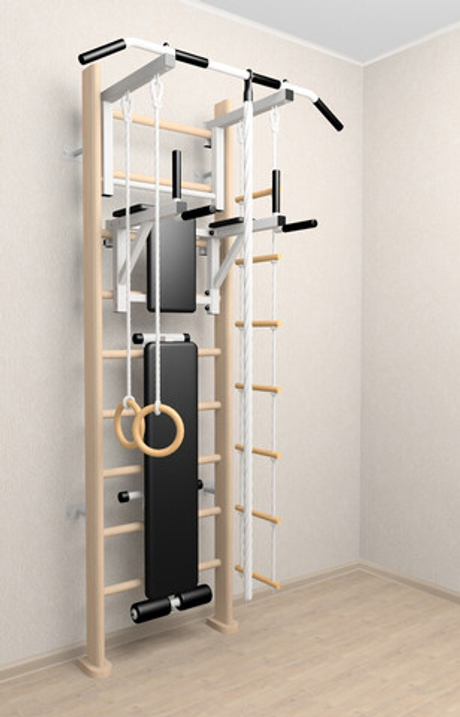 Деревянная шведская стенка Sv Sport 906с (Турник стандарт/Брусья/Скамья/Канат/Кольца/Лестница)