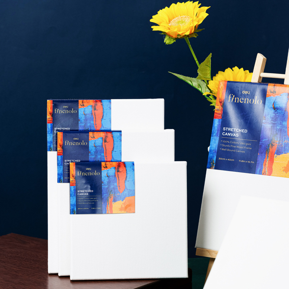 Холст на подрамнике DELI "Finenolo", 30х30 см, 280 г/м2, среднее зерно, хлопок