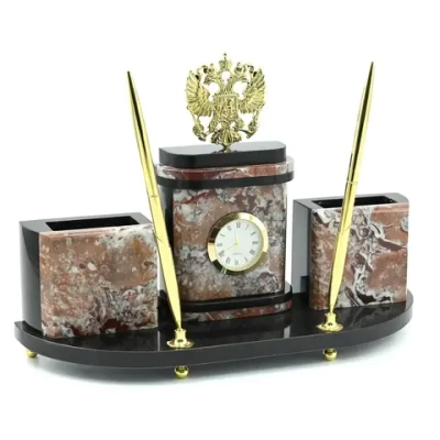 Письменный прибор из креноида "Герб России" 300*95*210мм