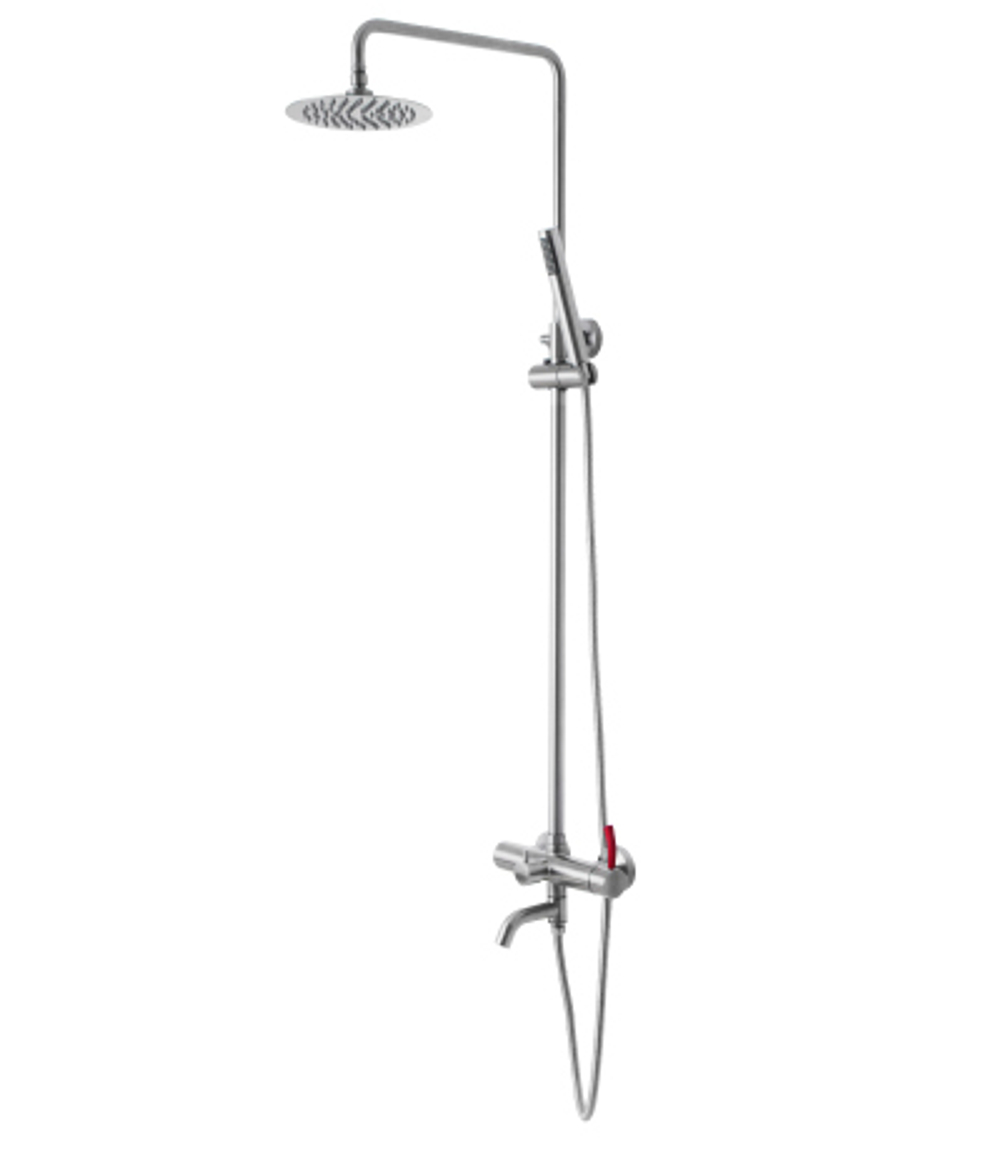LEMARK Серия ELEMENT. Смеситель для ванны с верхней душевой лейкой "Тропический дождь" и поворотным изливом, нержавеющая сталь – LM5162S