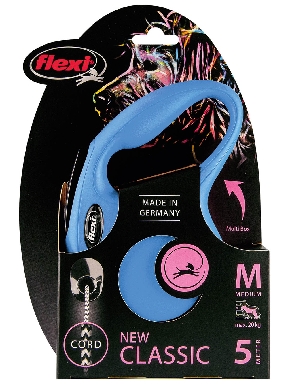 Поводок-рулетка Flexi New Classic S. Трос 5 м. для собак до 20 кг. Синий