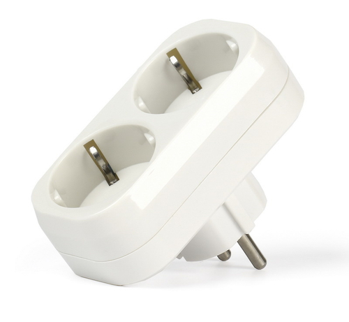 Разветвитель 2 гнезда с заземлением плоский 16А 250B