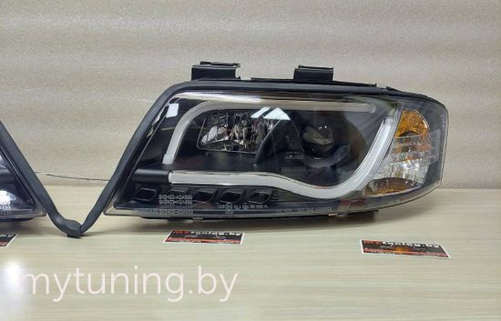 Передние фары led tube lights black для Audi A6 C5