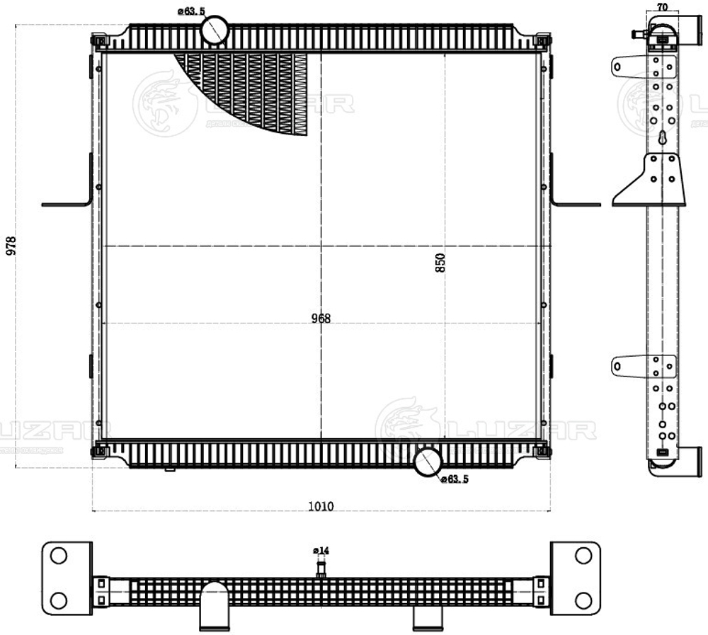 LRc 3088 -  Радиатор охлаждения для а/м DongFeng DFH 4180 GX с дв. Cummins ISZ520 E5
