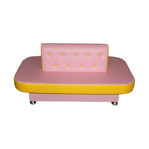 Диван круговой для раздевания «Пуговка» (овальный) розово-желтый