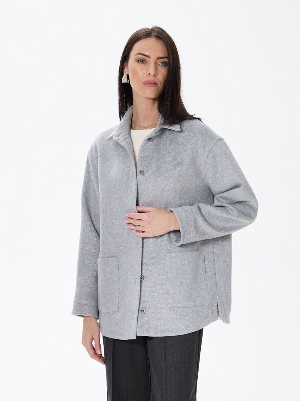 Куртка-Бостон серая шерсть