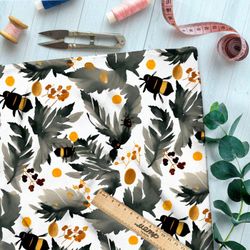 Ткань премиум таффета насекомые акварелью