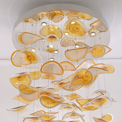 Люстра Cloyd KUSTO C12 / выс. 230 см - хром - янтарное стекло (арт.11331)