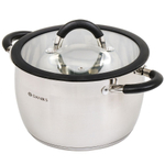 Кастрюля нерж, 4.9 л, с крыш, крышка стекло, кругл, Daniks, Орландо, GS-01435-22CA, индукц