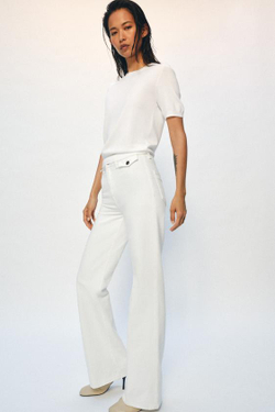 ZARA ДЖИНСЫ FLARE С ВЫСОКОЙ ПОСАДКОЙ — ZW COLLECTION, БЕЛЫЙ
