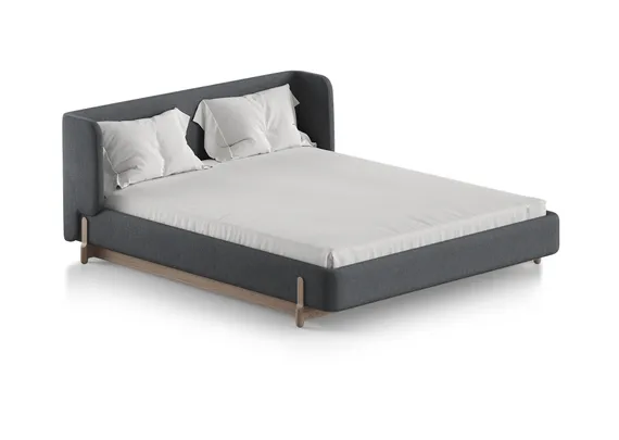 Кровать Basic спальное место 160*200 см (серый, твид)