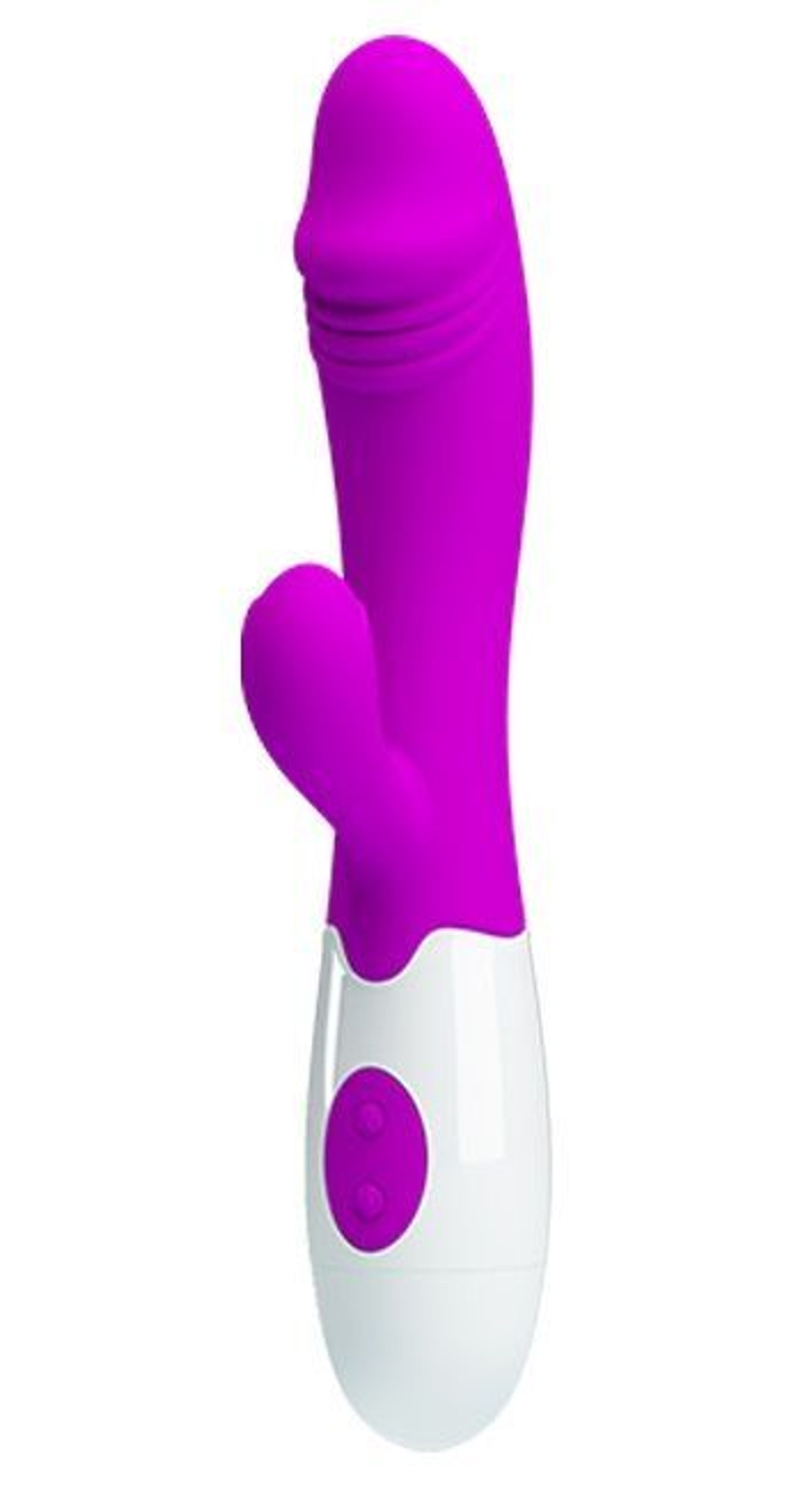 Лиловый вибратор Snappy с клиторальным отростком - 19 см.