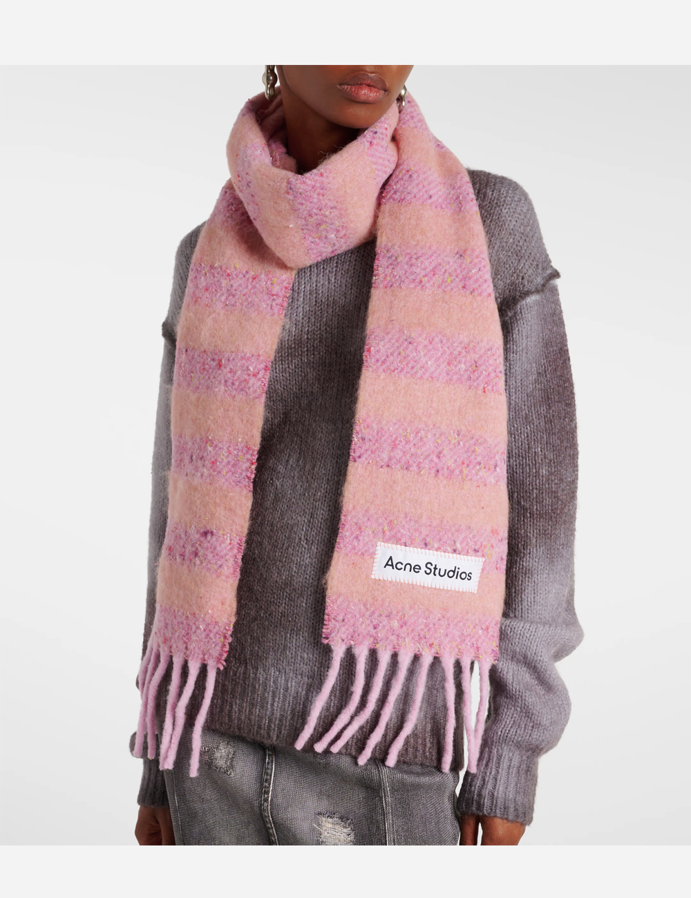 Шарф Acne Studios Striped Wool-Blend Pink