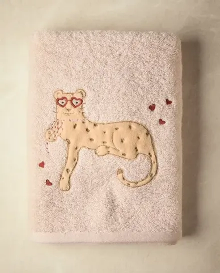 ZARA HOME ДЕТСКОЕ МЯГКОЕ ПОЛОТЕНЦЕ С ВЫШИВКОЙ, РОЗОВЫЙ