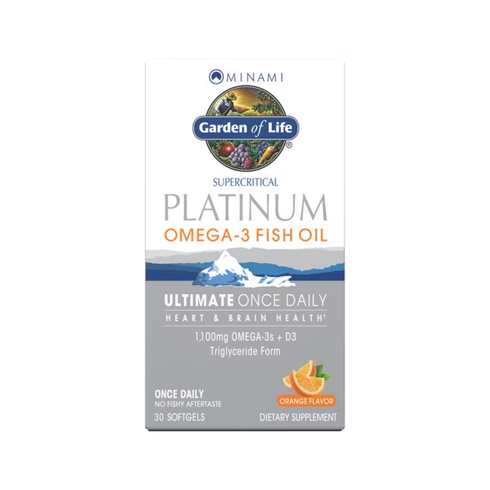 Рыбий жир с Омега-3 &quot;Апельсин&quot;, MINAMI Supercritical Platinum Omega 3 Fish Oil Supplement, Orange, Garden of life, 30 гелевых капсул