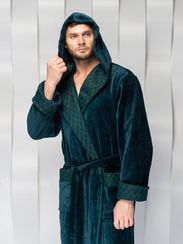 Халат мужской TIMOTHY с капюшоном Морская волна "Polens"