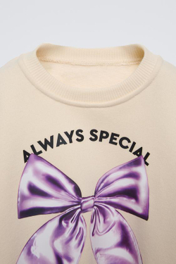 ZARA ТОЛСТОВКА С ПРИНТОМ, ЭКРЮ