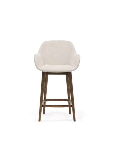 Полубарный стул Konna 65 см бежевый с ножками из темного ясеня