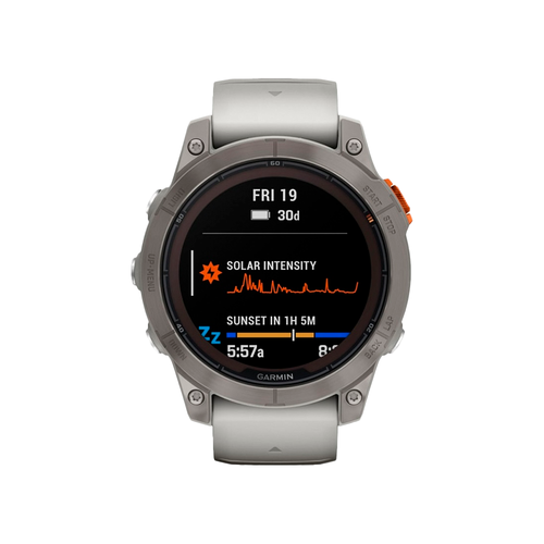 Умные часы Garmin Fenix 7 Pro, 47mm, Sapphire Solar Titanium Fog Gray Ember Orange Band (010-02777-21)