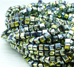 БВЛ004НН3 Хрустальные бусины квадратные, зеленый металлик, размер 3 мм, кол-во: 63-65 шт.