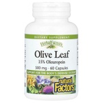 Natural Factors, HerbalFactors, листья оливкового дерева, 500 мг, 60 капсул