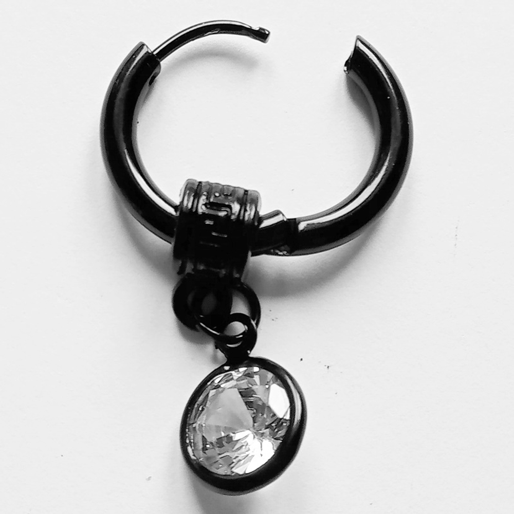 Серьга кольцо с подвеской "Кристалл" 12мм. Мед сталь, титановое покрытие.