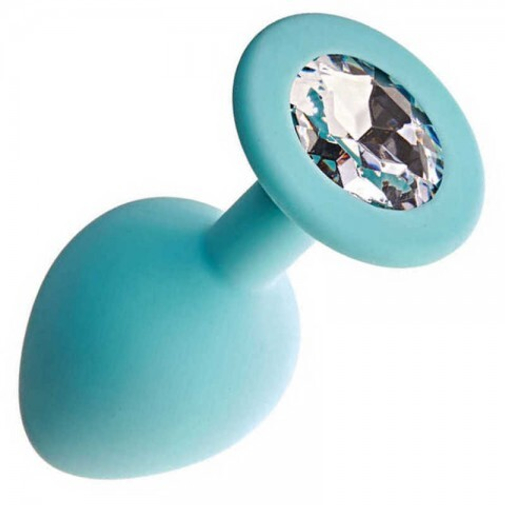 Анальная пробка с кристаллом Gamma, цвет Аквамарин + белый кристалл (CORE) (M)