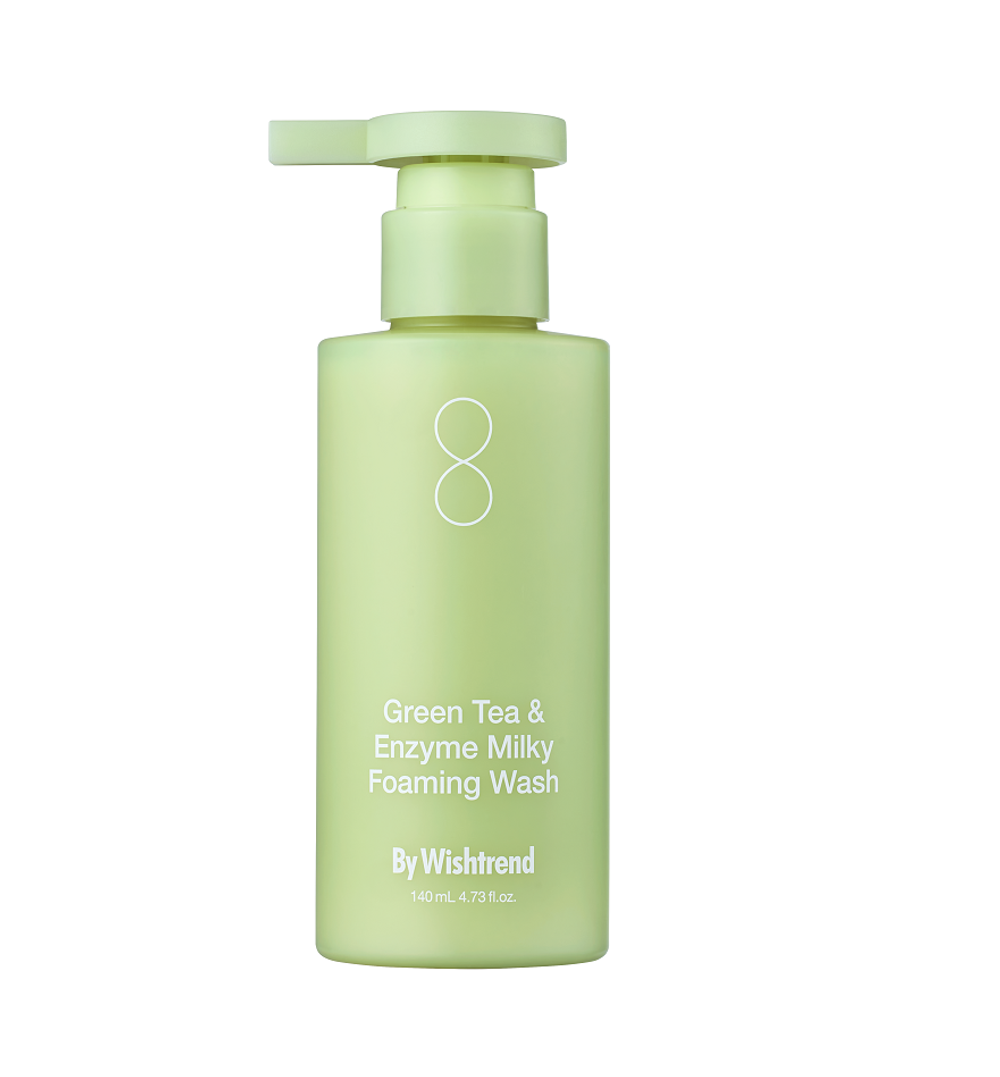 Пенка очищающая энзимная с зелёным чаем By Wishtrend Green tea & enzyme milky foaming wash, 140 мл