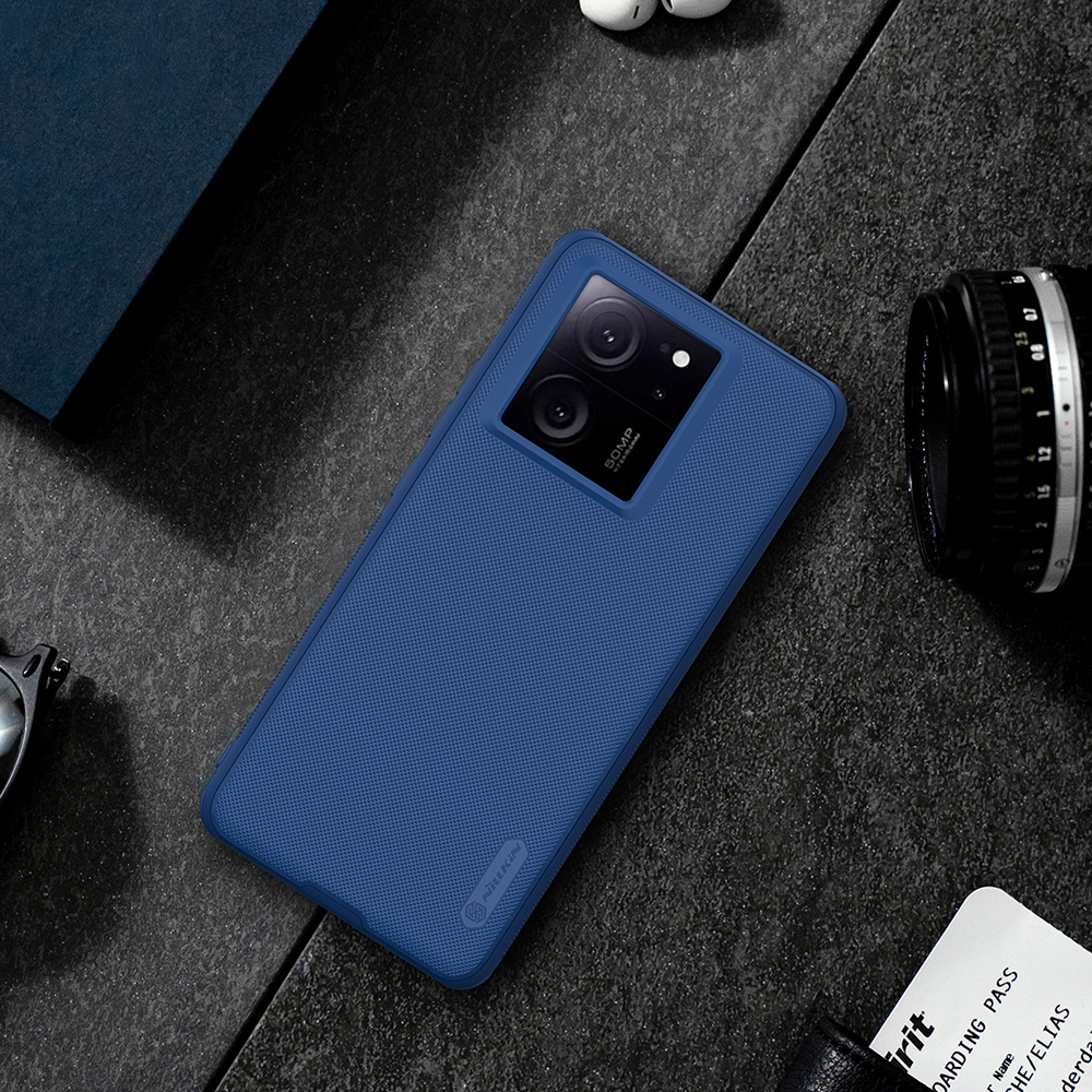 Противоударный чехол синего цвета от Nillkin для смартфона Xiaomi 13T, 13T Pro и Redmi K60 Ultra, серия Super Frosted Shield Pro