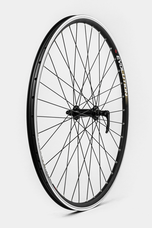 Колесо переднее 27.5" EVOLUTION пистон. ал. двойной обод чер. вт: ал. эксц. чер. пром. спица черный