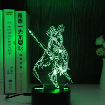 Акриловый светильник на черной подставке "Genshin Impact / Геншин - Сяо"